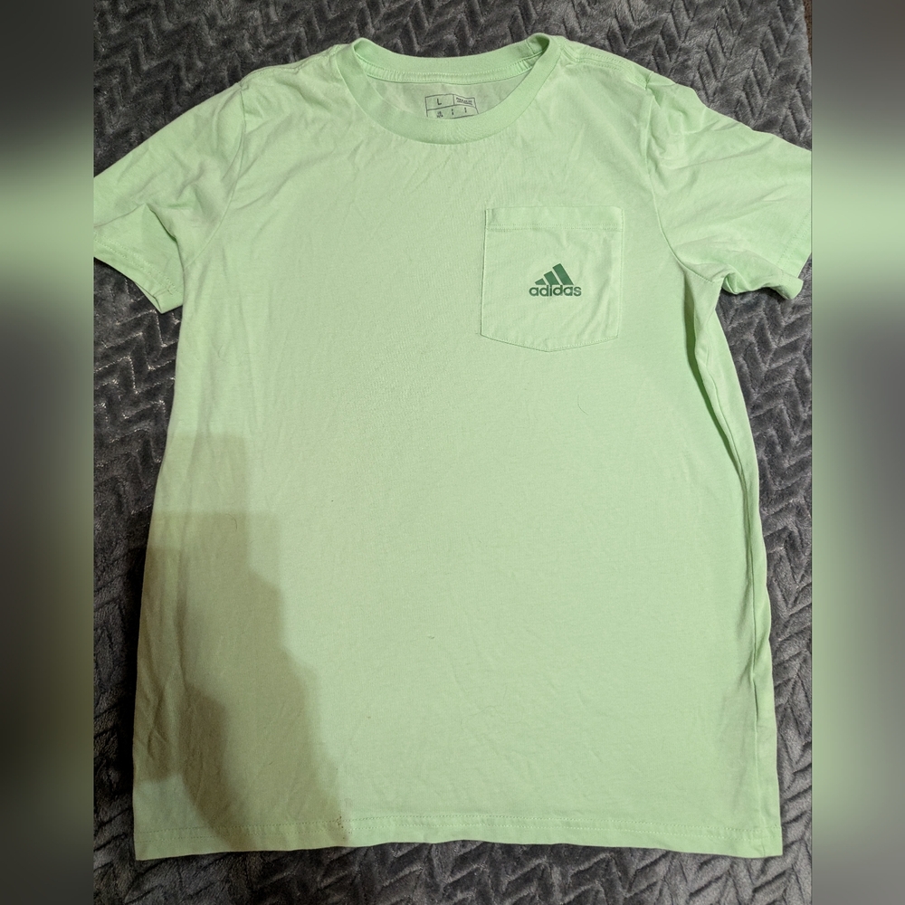 Adidas Green Short Sleeve Tee Moisture-Wicking Performance